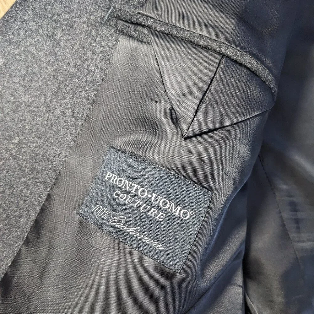 Pronto Uomo Blazer Mens 42R Dark Gray 100% Cashmere Couture Sports Coat Jacket